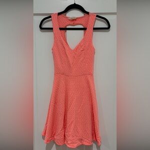 La Hearts Coral Textured Mini Dress
